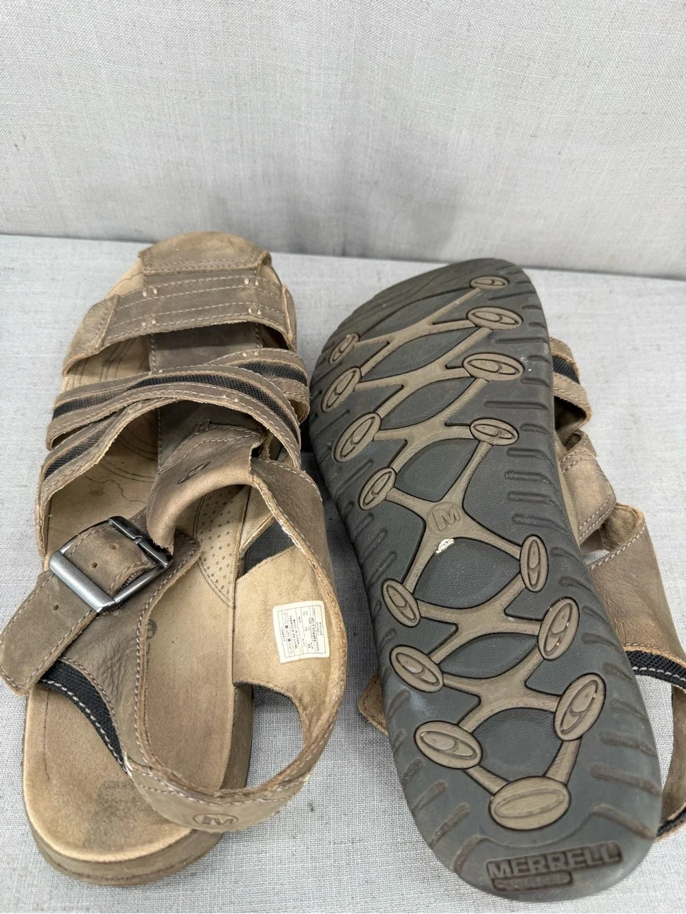 Merrell Espresso mens brown leather fisherman sandals size 11